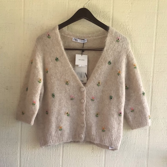 Zara embroidered beaded cardigan Clearance